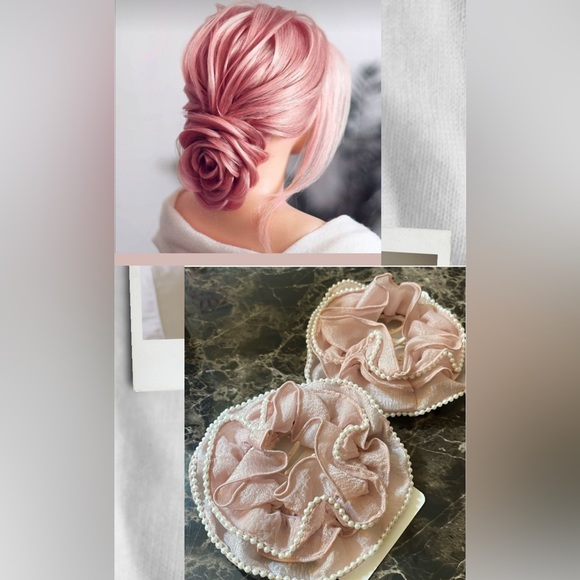Hand Designed Light Pink Comb Scrunchie - Picture 1 of 7